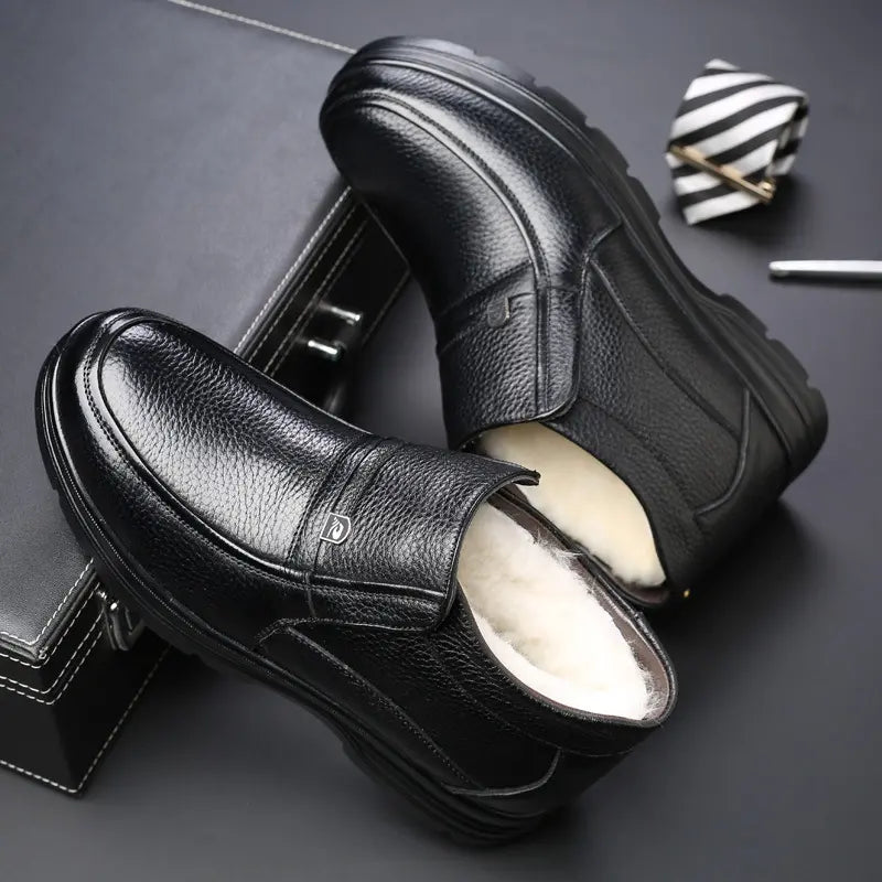 Men's Waterproof Warm Non-Slip Leather Shoes