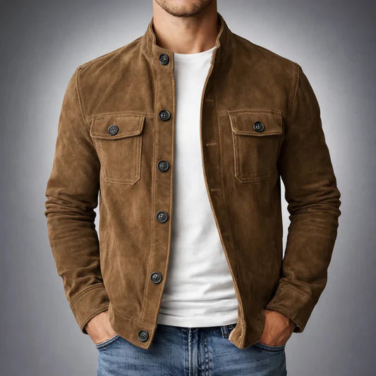 Men’s Button-Up Suede Jacket