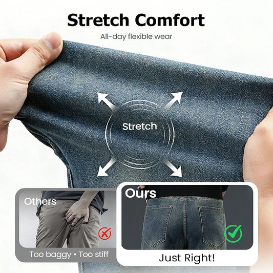 Men’s Mid-Rise Straight Leg Stretch Denim Jeans