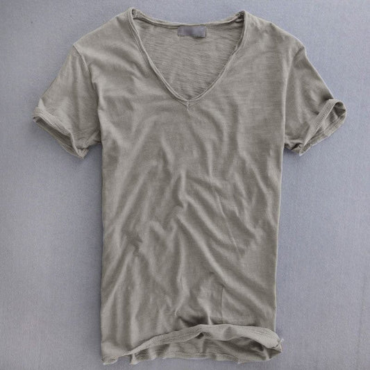 Men's Lightweight Slub Cotton V-Neck T-Shirt