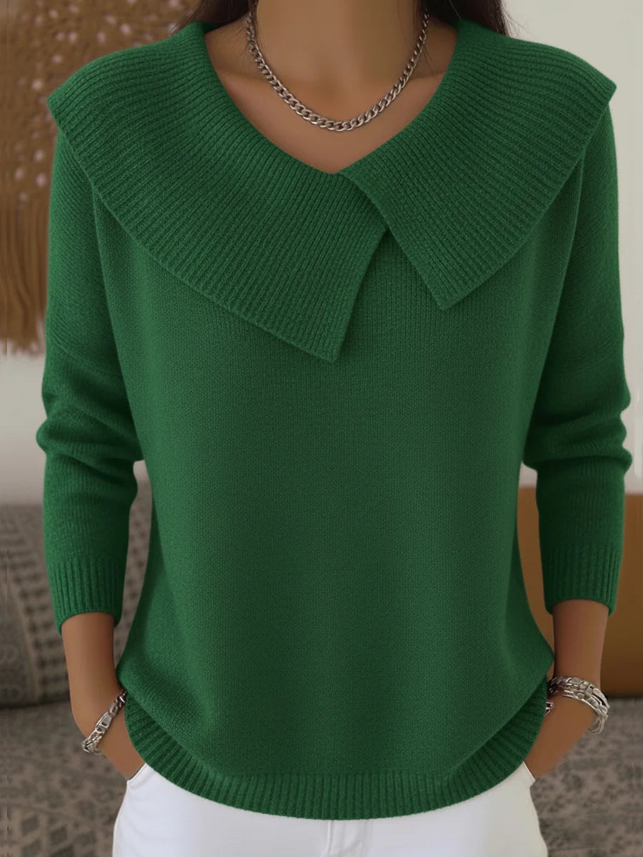 Women’s Lapel Collar Christmas Knit Sweater