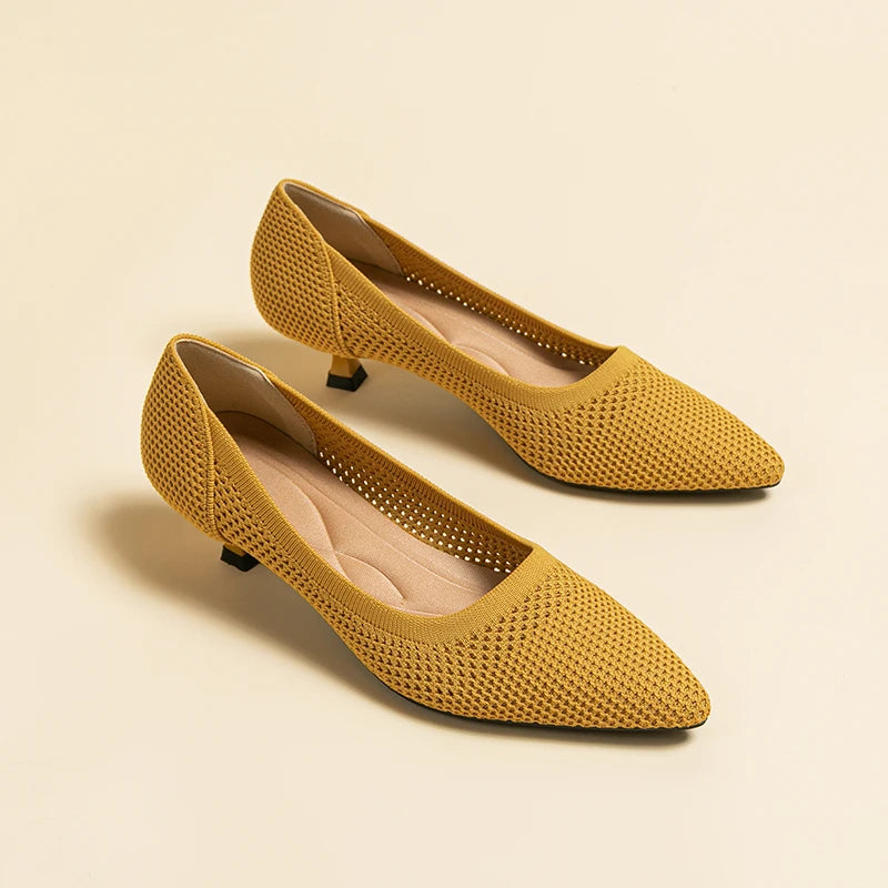 Casual Knit Kitten Heel Pumps for Women