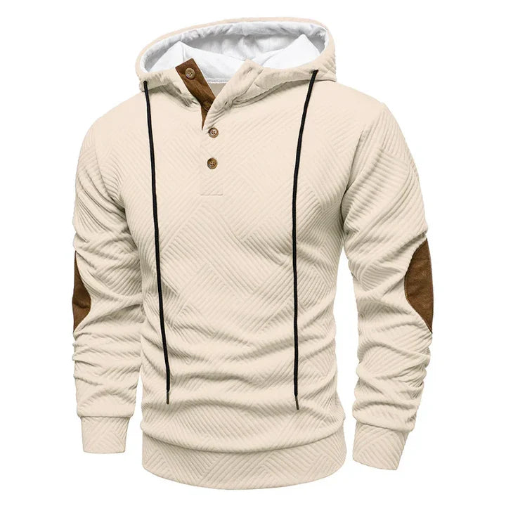 Men’s Hooded Casual Hoodie with Textured Panels