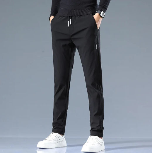 Men’s Slim Straight Cotton Blend Trousers