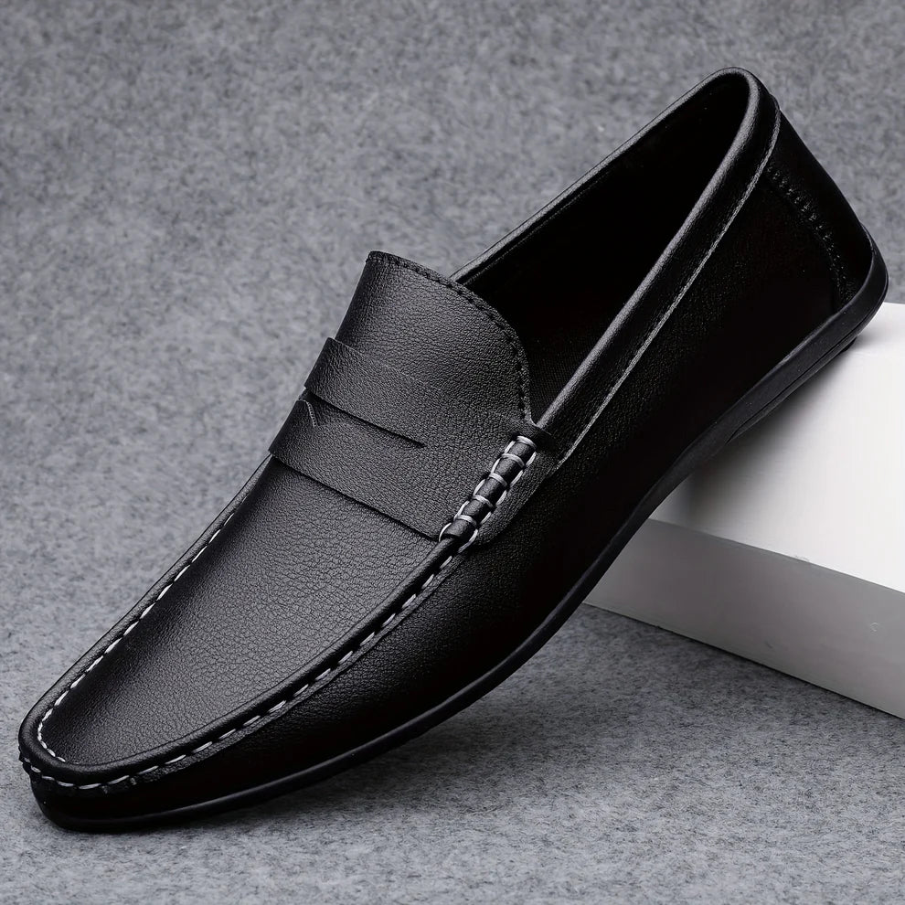Men's Italian Leather-Look Loafers