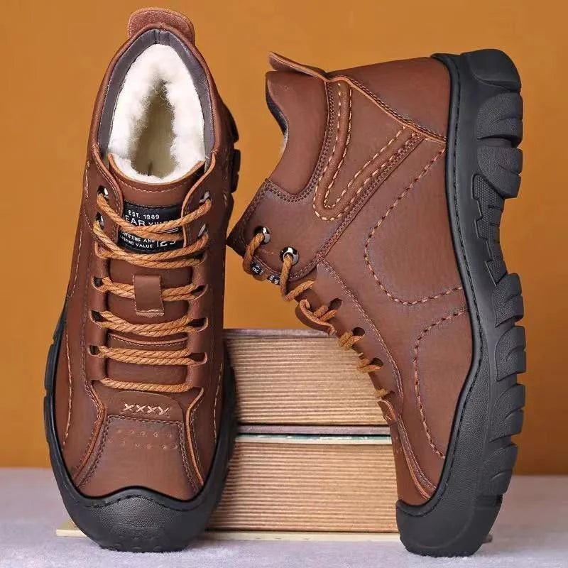 Men's Brown Leather Casual Ankle Boots