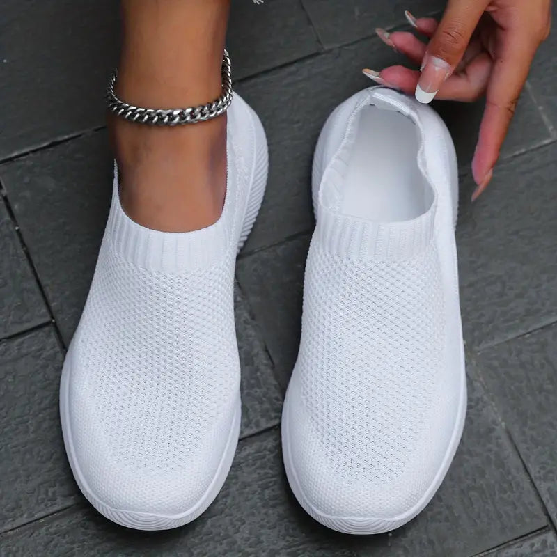 Women's Solid Color Flying Woven Sneakers