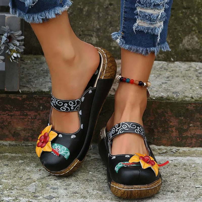 Women’s Retro Floral Comfort Slip-On Mules