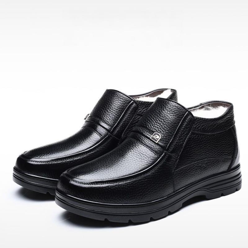 Men's Waterproof Warm Non-Slip Leather Shoes