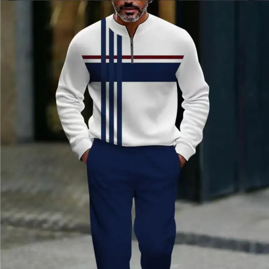 Men’s Modern Graphic Quarter Zip Tracksuit Set
