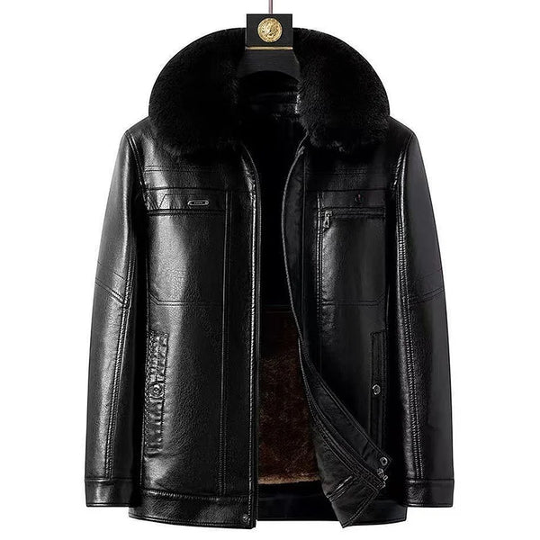 Men’s Warm Plush Lining Leather Jacket Coat - Gift for Him!