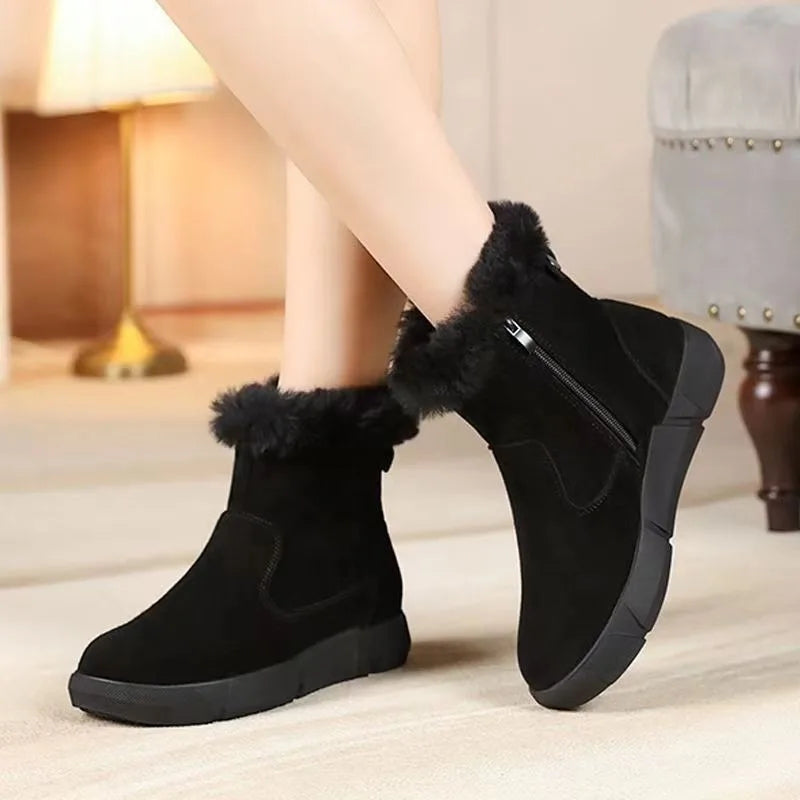 Anti-slip cotton shoes with side zipper