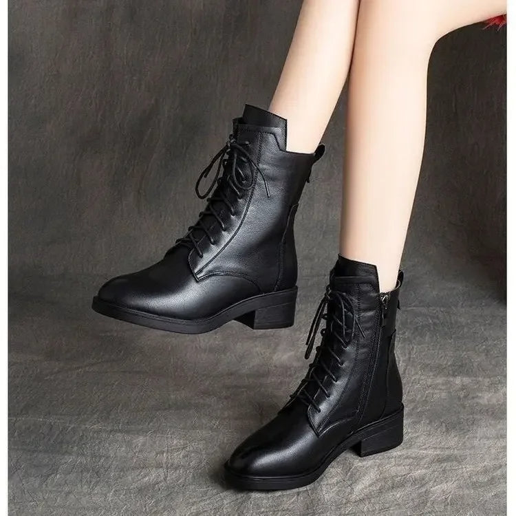 2024 new autumn and winter handmade genuine leather ladies Martin boots