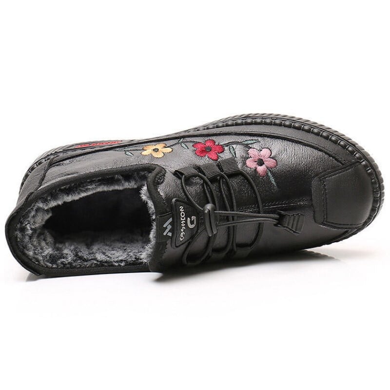 Leather Fur Loafers For Women