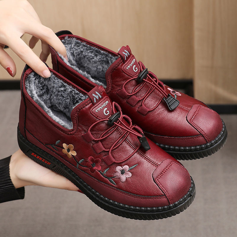 Leather Fur Loafers For Women