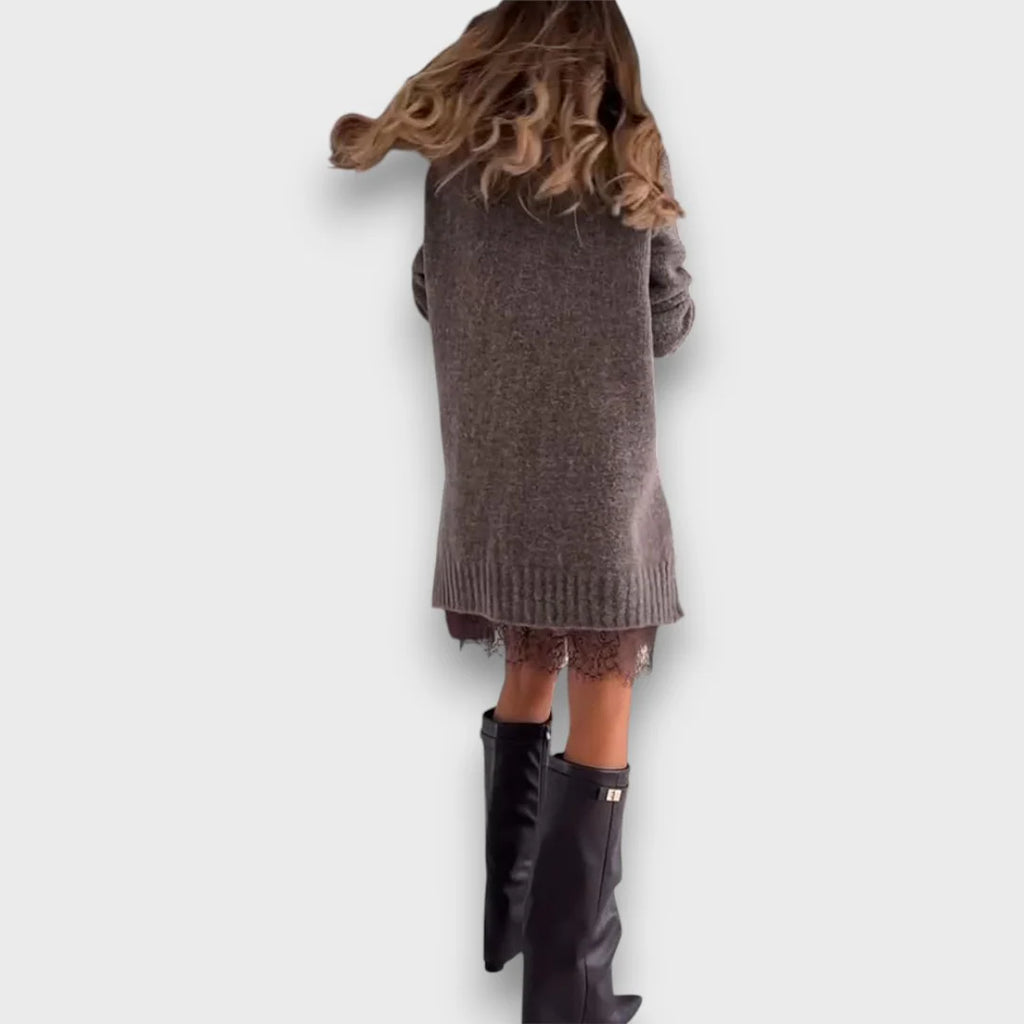 Women’s Knit Turtleneck Jumper and Lace Hem Slip Dress Set