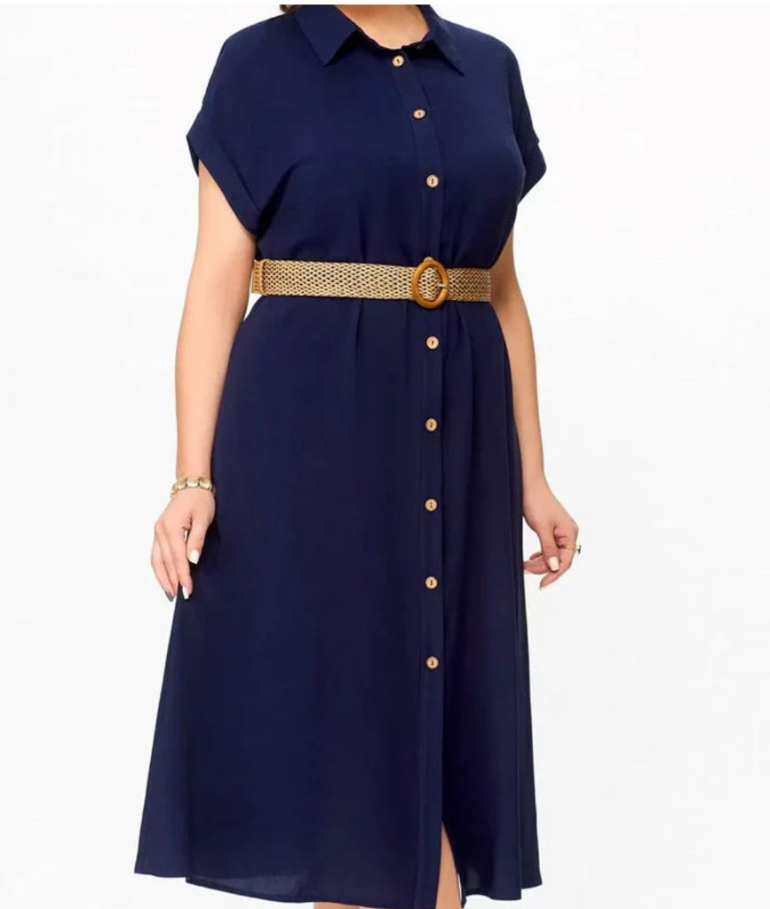 🍃Women's Solid Color Casual Button-Down Dress