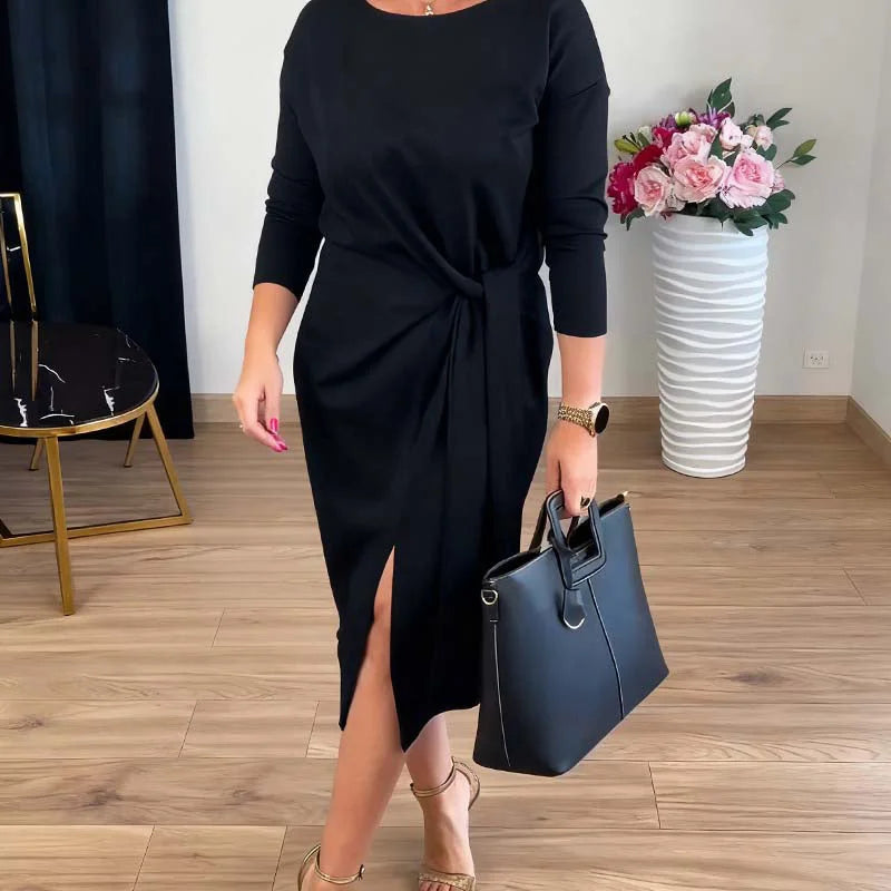 Women’s Front-Knot Slit Midi Dress