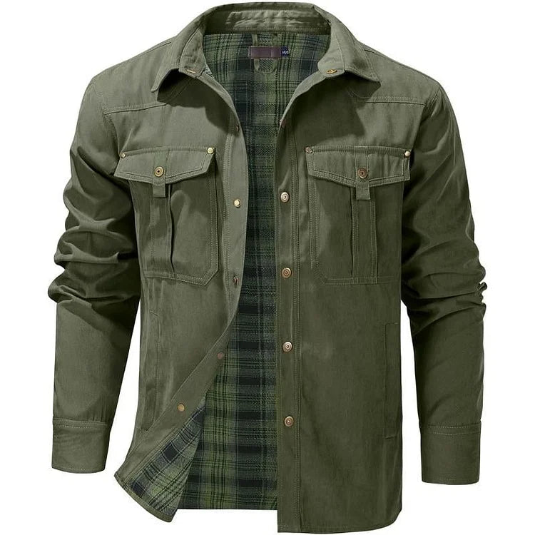 Men’s Flannel-Lined Workwear Shacket Jacket