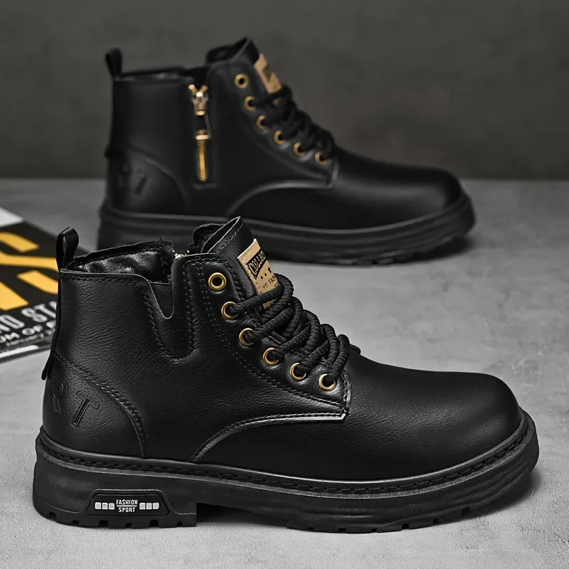 Men’s Retro High-Top Lace-Up Zip Boots