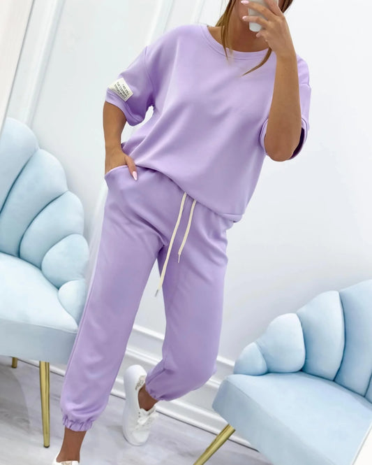 Women’s Cotton Linen Relaxed Top and Ankle Trousers Set