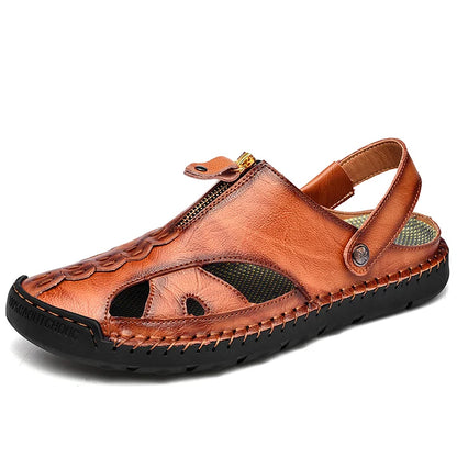 Men's Premium Leather-Look Sandals - Arch Support & Water-Resistant