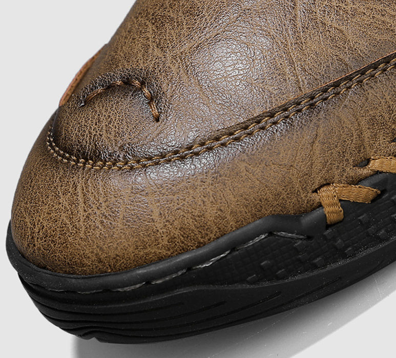 Men’s Genuine Leather Arch Support Slip-On Walking Shoes