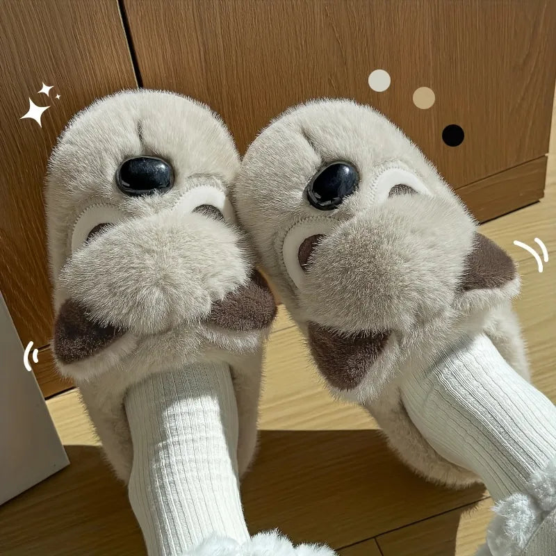 Women’s Puppy Plush Thick-Sole Winter Slippers