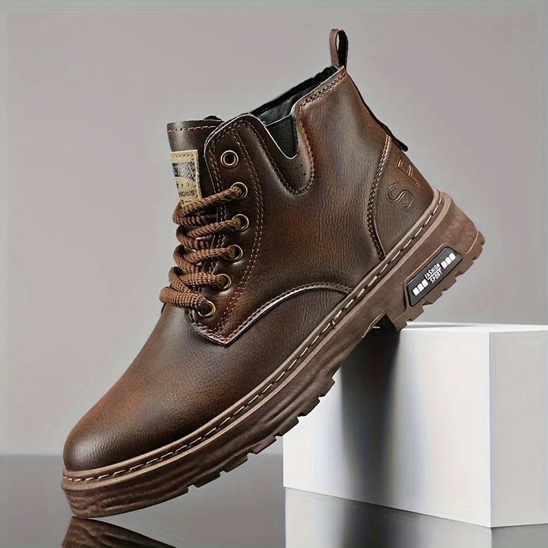 Men’s Retro High-Top Lace-Up Zip Boots
