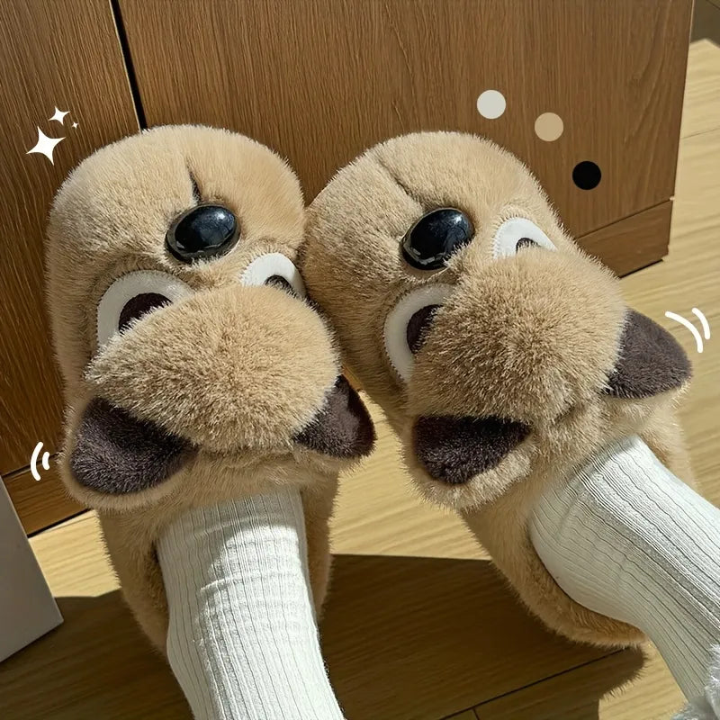 Women’s Puppy Plush Thick-Sole Winter Slippers