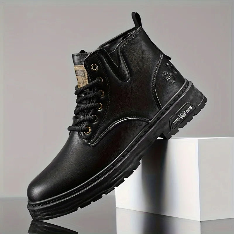 Men’s Retro High-Top Lace-Up Zip Boots
