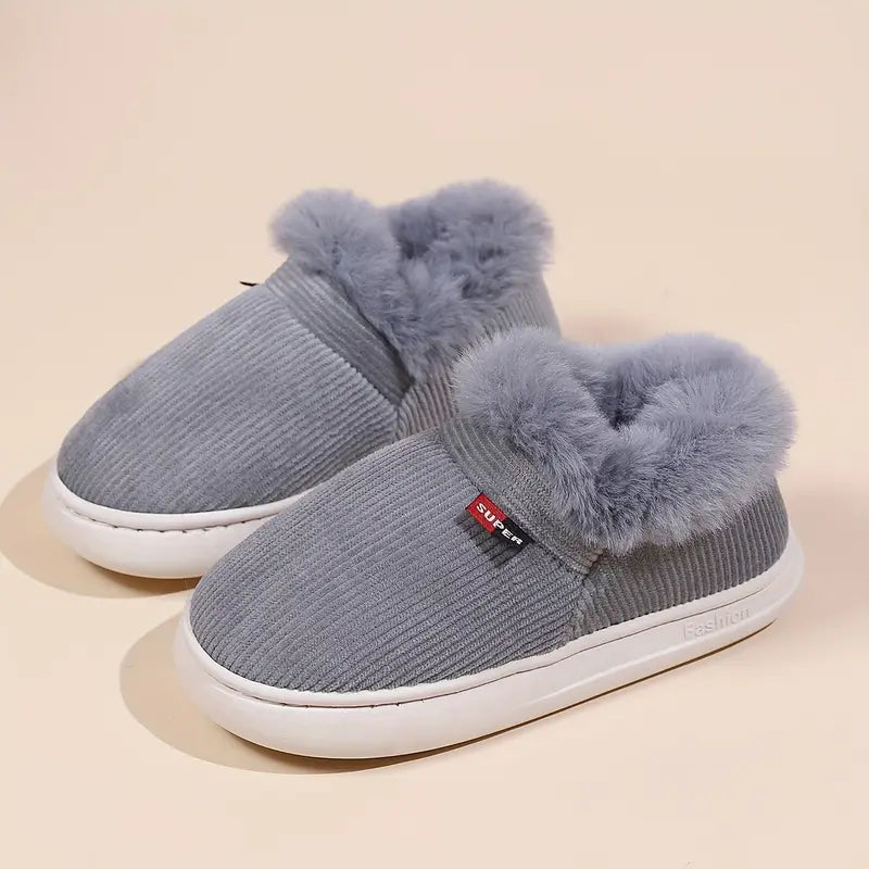 Unisex Warm Booties with Plush Lining - Non-Slip & Durable