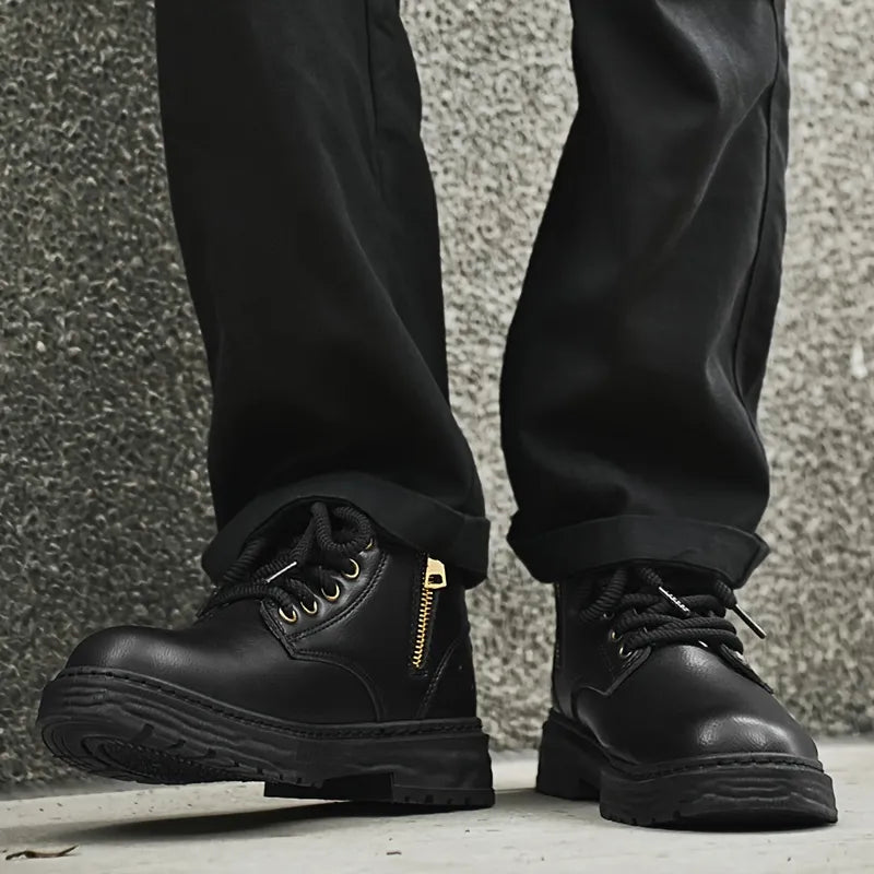 Men’s Retro High-Top Lace-Up Zip Boots