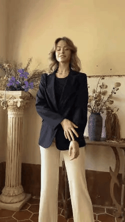 Women’s Minimalist Button Lapel Work Blazer