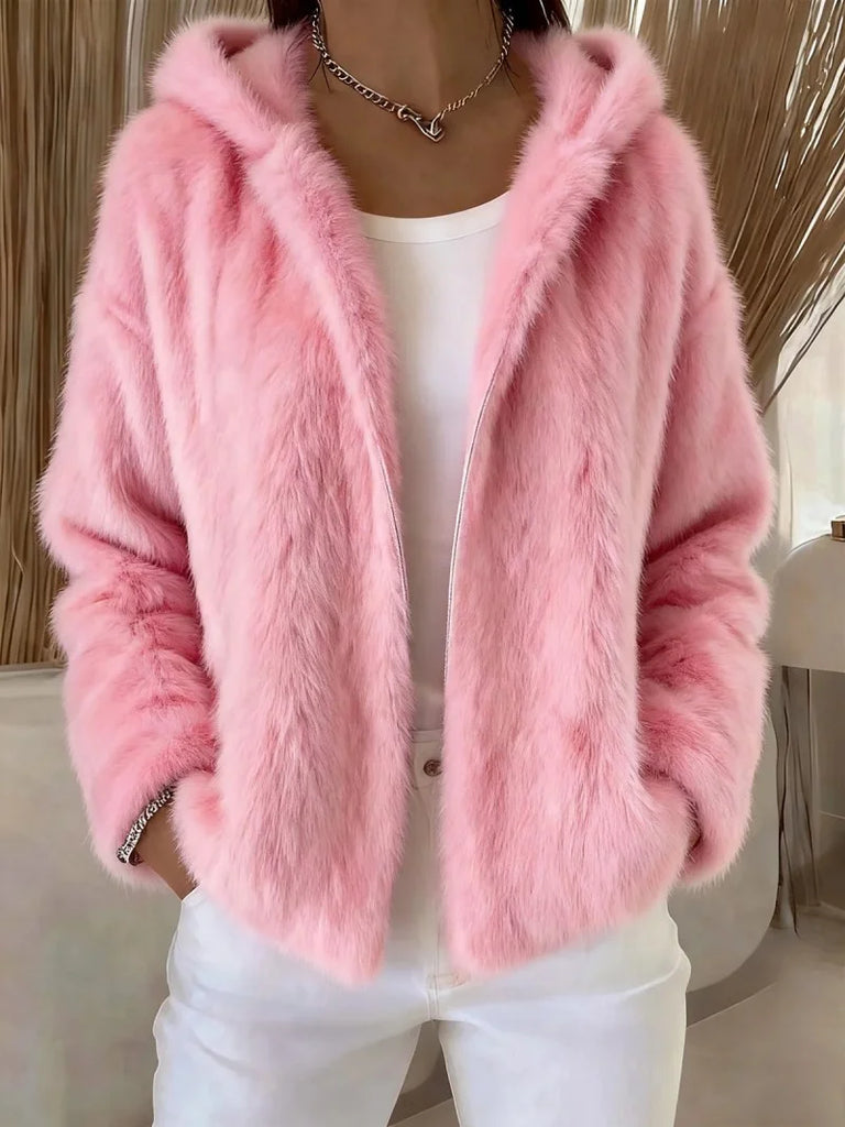 Women's Fashion Plush Hooded Jacket