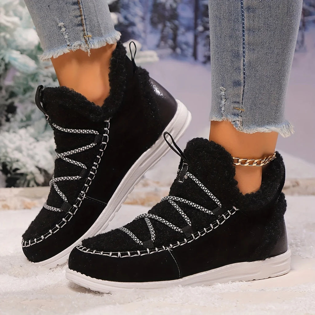 Women’s Fluffy Plush Patchwork Winter Boots