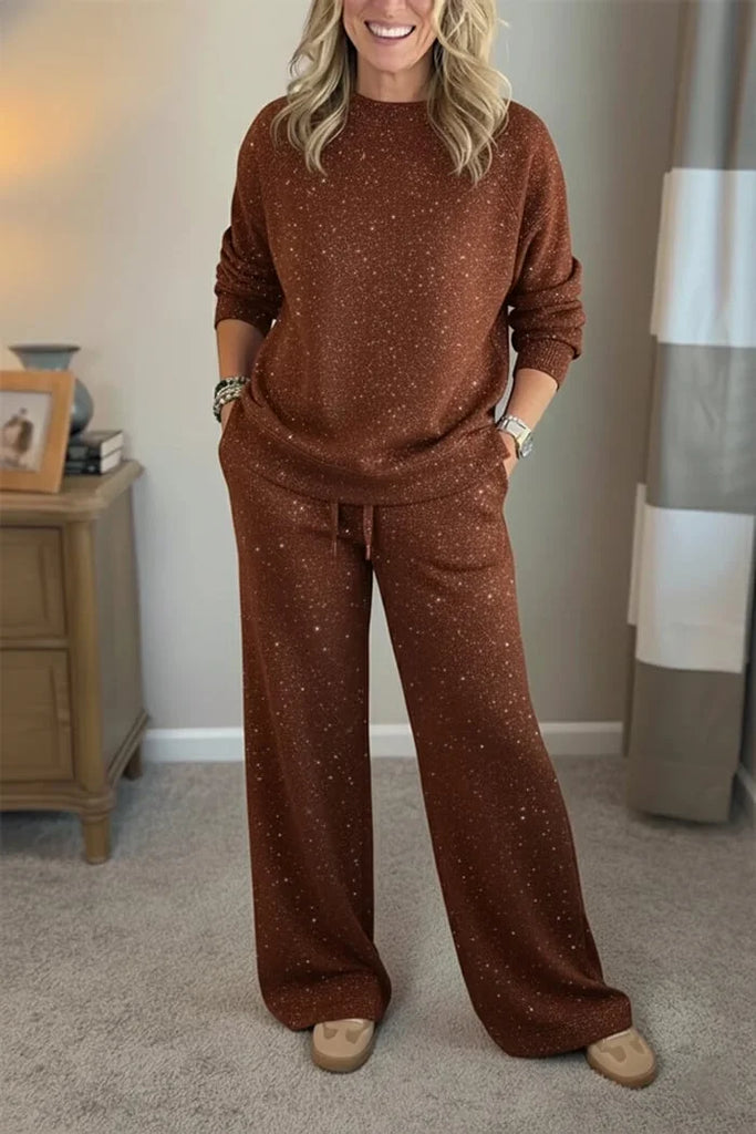 Women’s Shimmer Jersey Wide-Leg Lounge Set