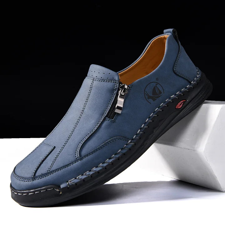 Men's Soft Comfortable Hand-sewn Cowhide Shoes - Wide toe, Orthopedic Insole, Non-slip Rubber Outsole