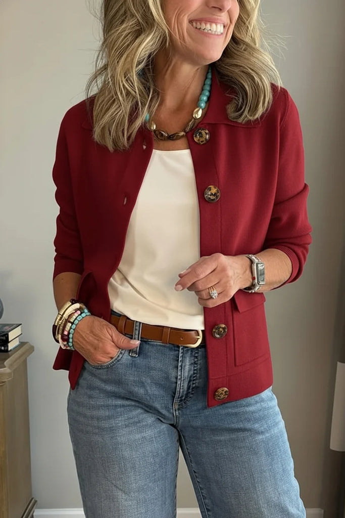 Women's Casual Lapel Pocket Solid Colour Jacket