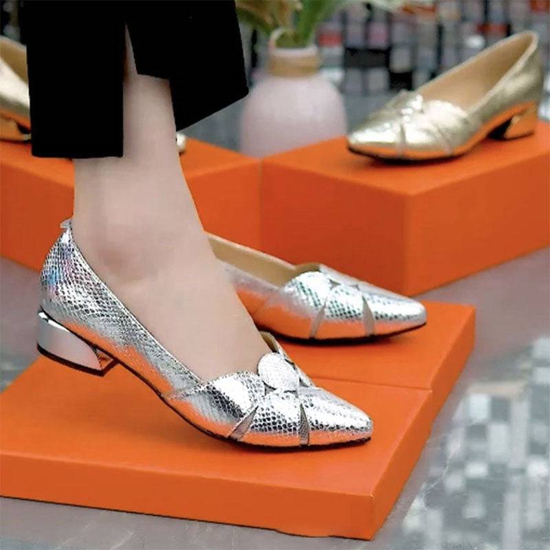 Women’s Textured Pointed Toe Slip On Flats