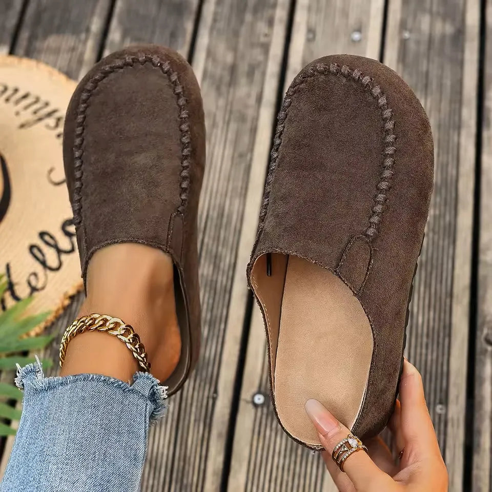 Women’s Vintage Stitch Leather Slip-On Mules