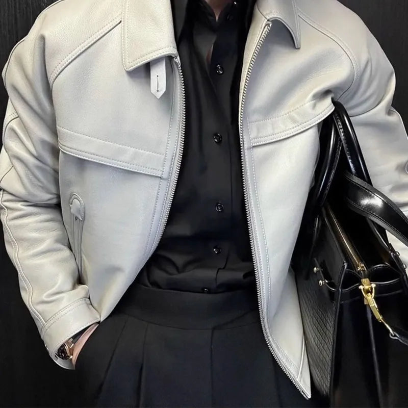 Men’s Short Patchwork Moto Jacket