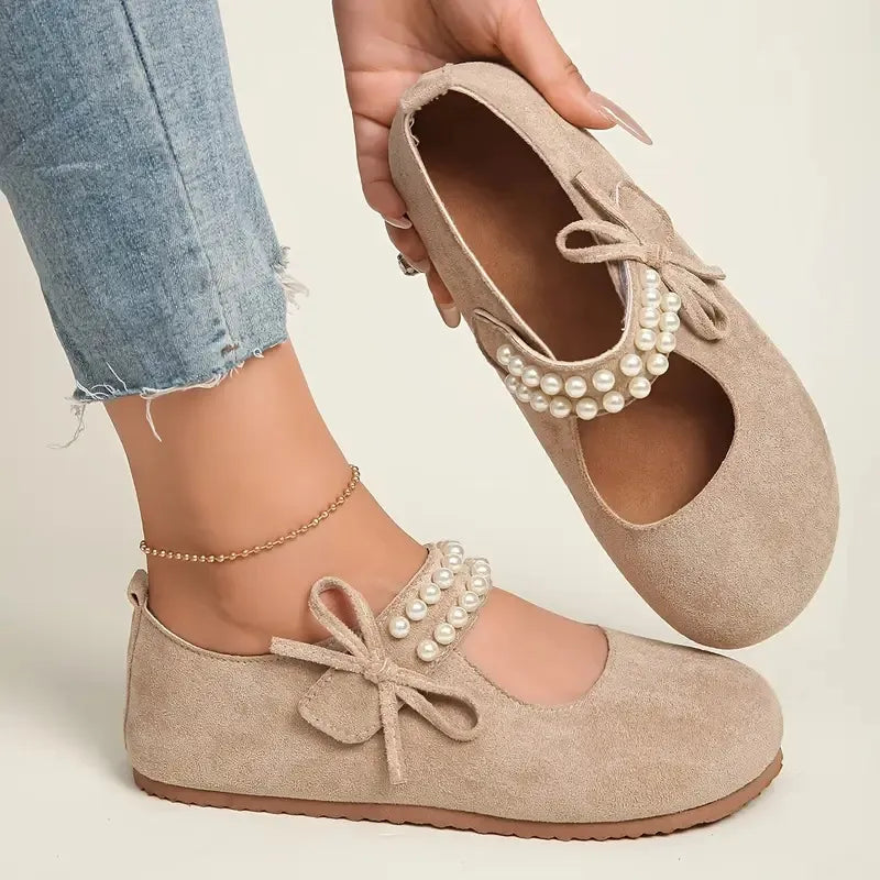 Women's Orthopaedic Pearl Bow Support Flats