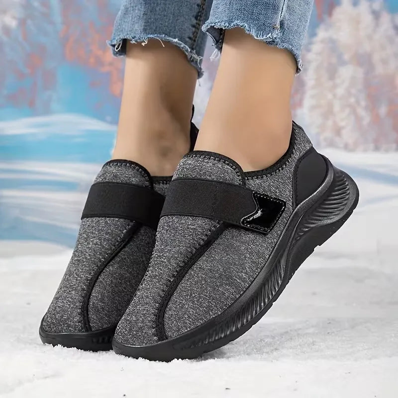 Women’s Fleece Lined Slip On Winter Shoes with Adjustable Strap