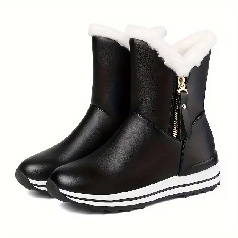 Women’s Fleece-Lined Waterproof Leather Winter Boots
