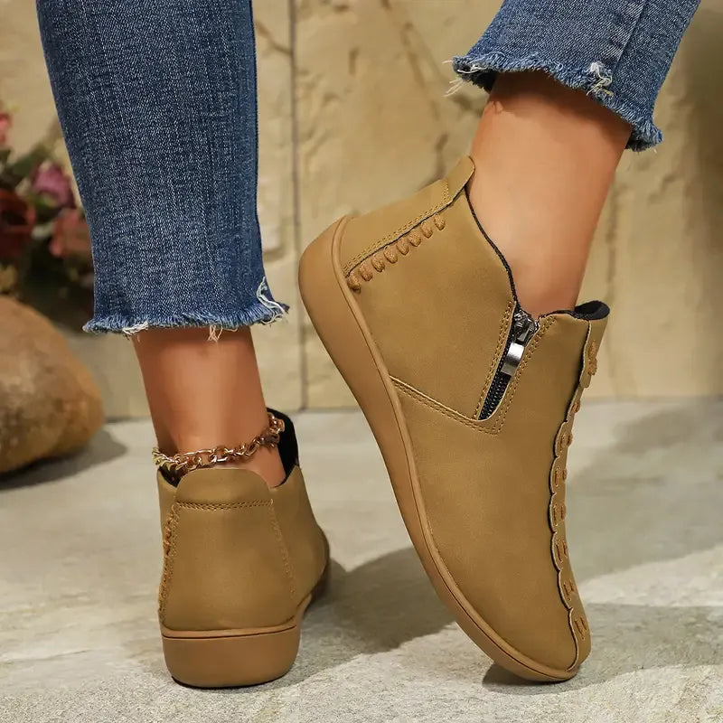 Women's Fashion Ankle Boots with Side Zipper