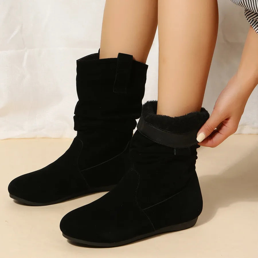 Round Toe Flat Winter Boots