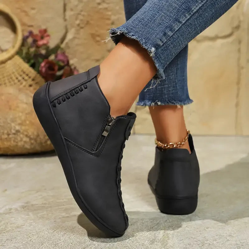 Women's Fashion Ankle Boots with Side Zipper