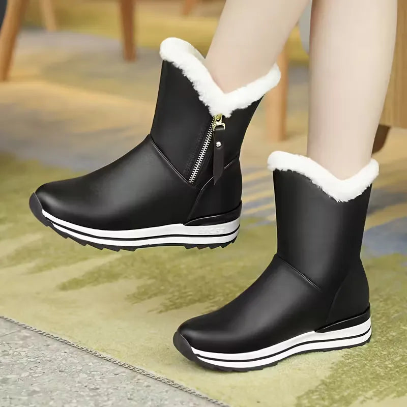 Women’s Fleece-Lined Waterproof Leather Winter Boots