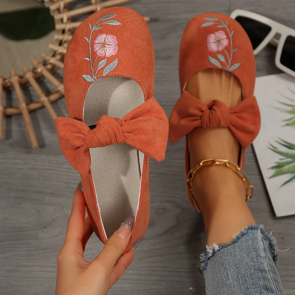 Women's Mary Jane Flats with Large Bow – Cute & Comfortable Everyday Shoes